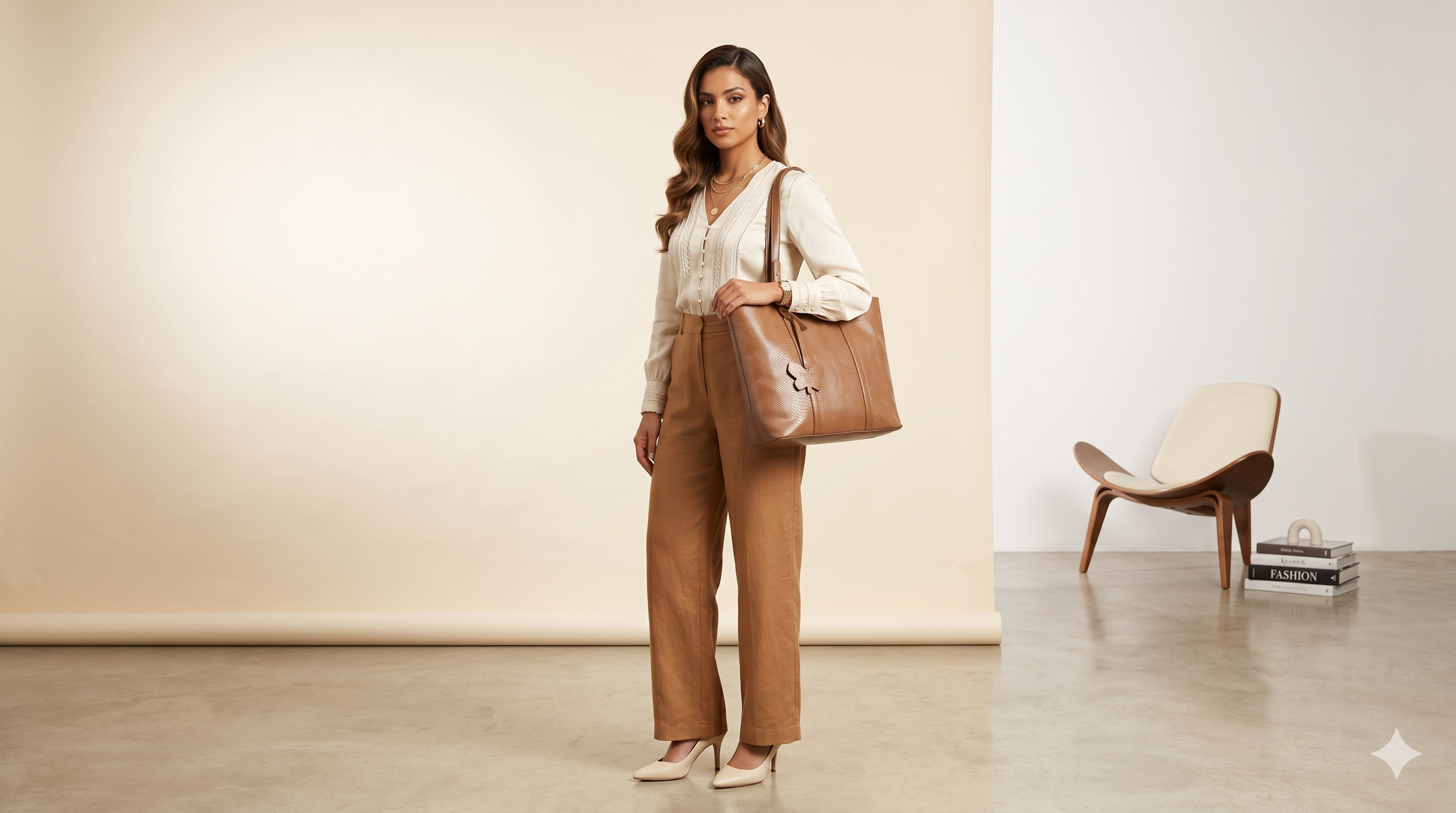 Brown Snake-Print Tote