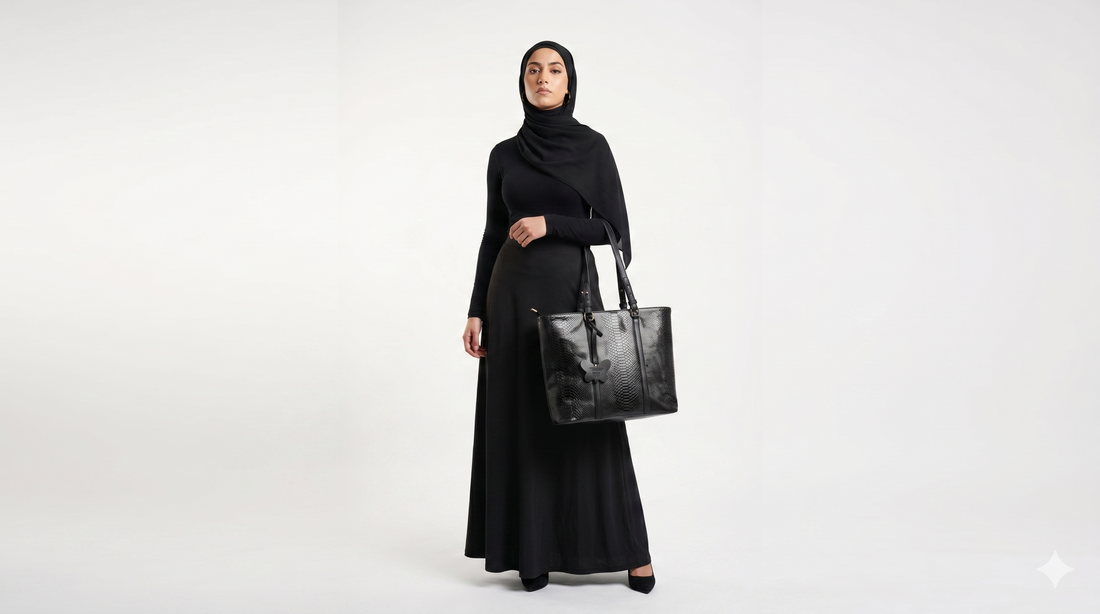 Black Snake-Print Tote