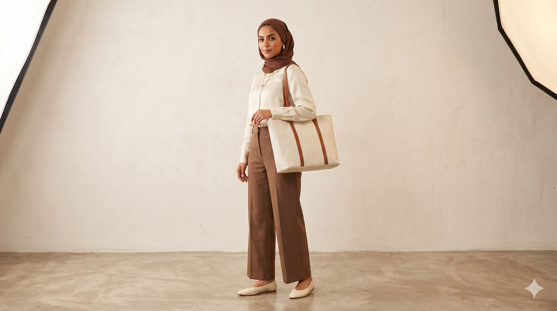Cream with Brown Stripes Tote