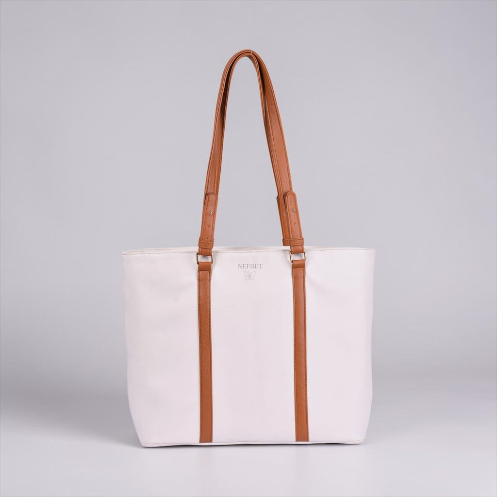 Cream with Brown Stripes Tote